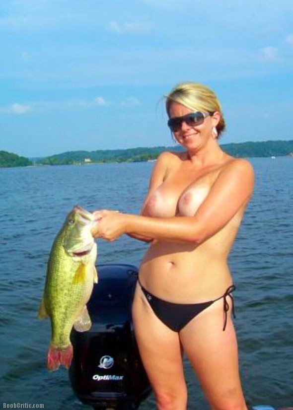 My wife naked and fishing