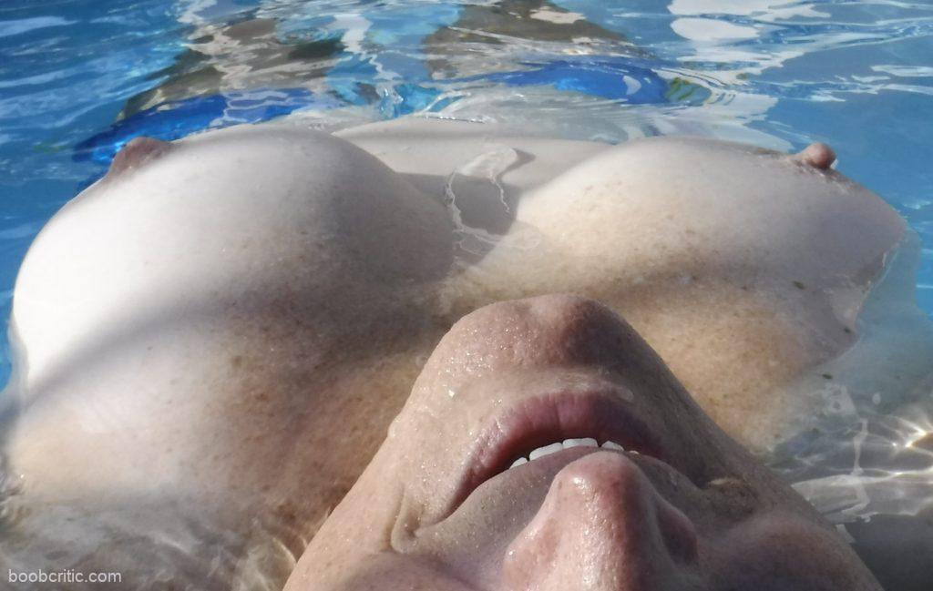 Wet boobs in the pool