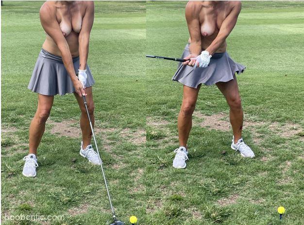 topless at the golf course