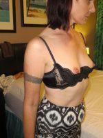 Wife in sexy bra before bed