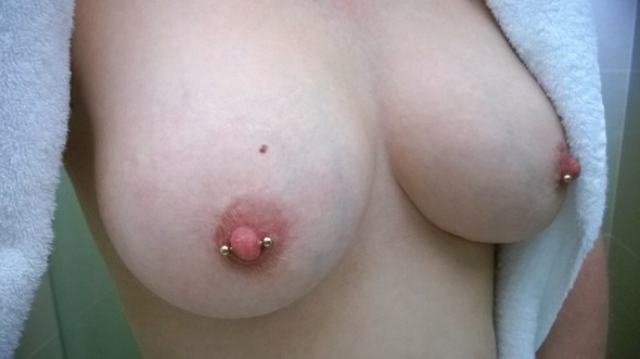 Pierced wife’s boobs